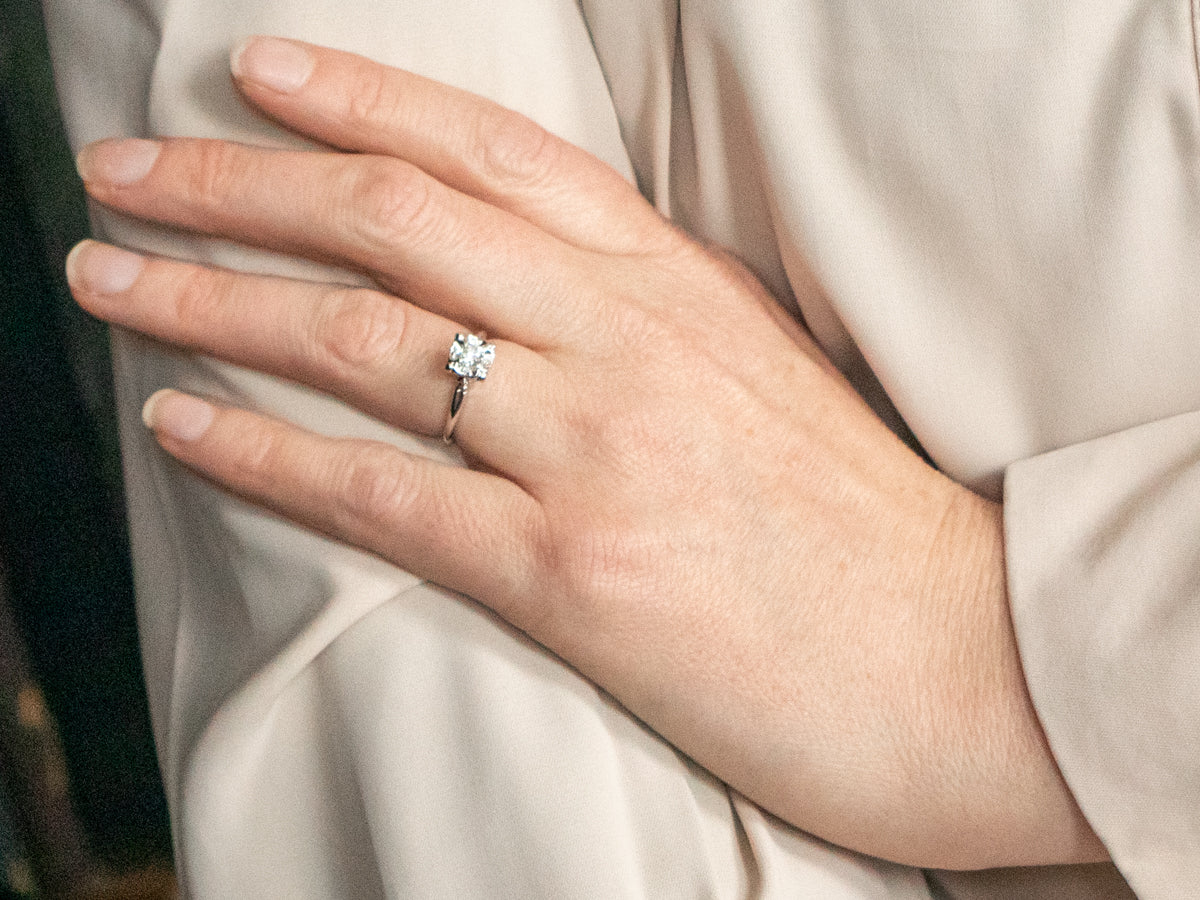 White Gold Diamond Engagement Ring with Diamond Accents