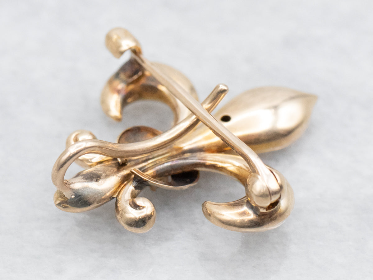 Fleur de Lis Brooch or Pendant with Diamond Accent