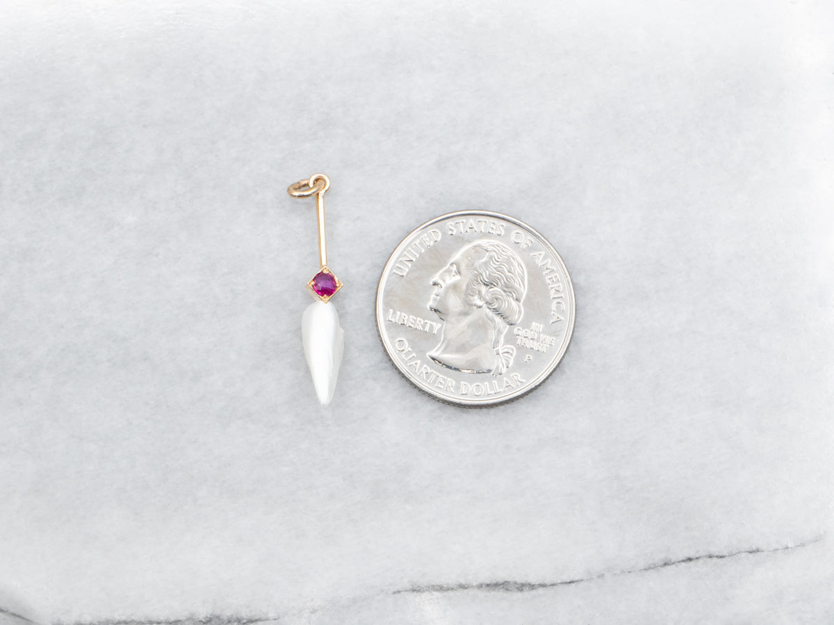 Yellow Gold Ruby and Pearl Pendant