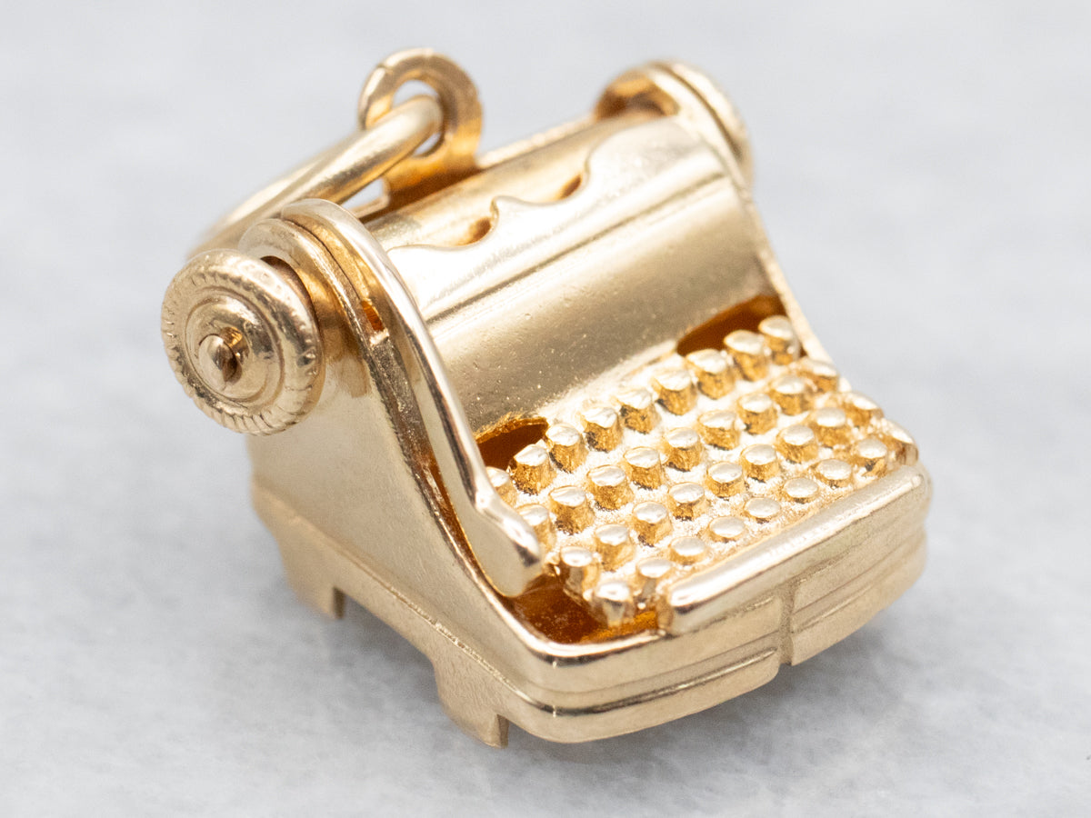 Gold Typewriter Charm
