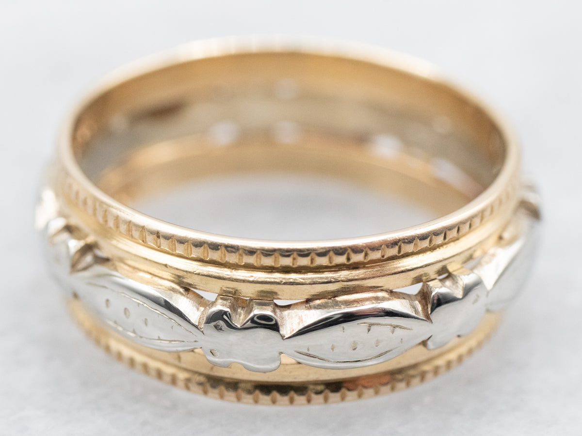 Two Tone Patterned Wedding Band