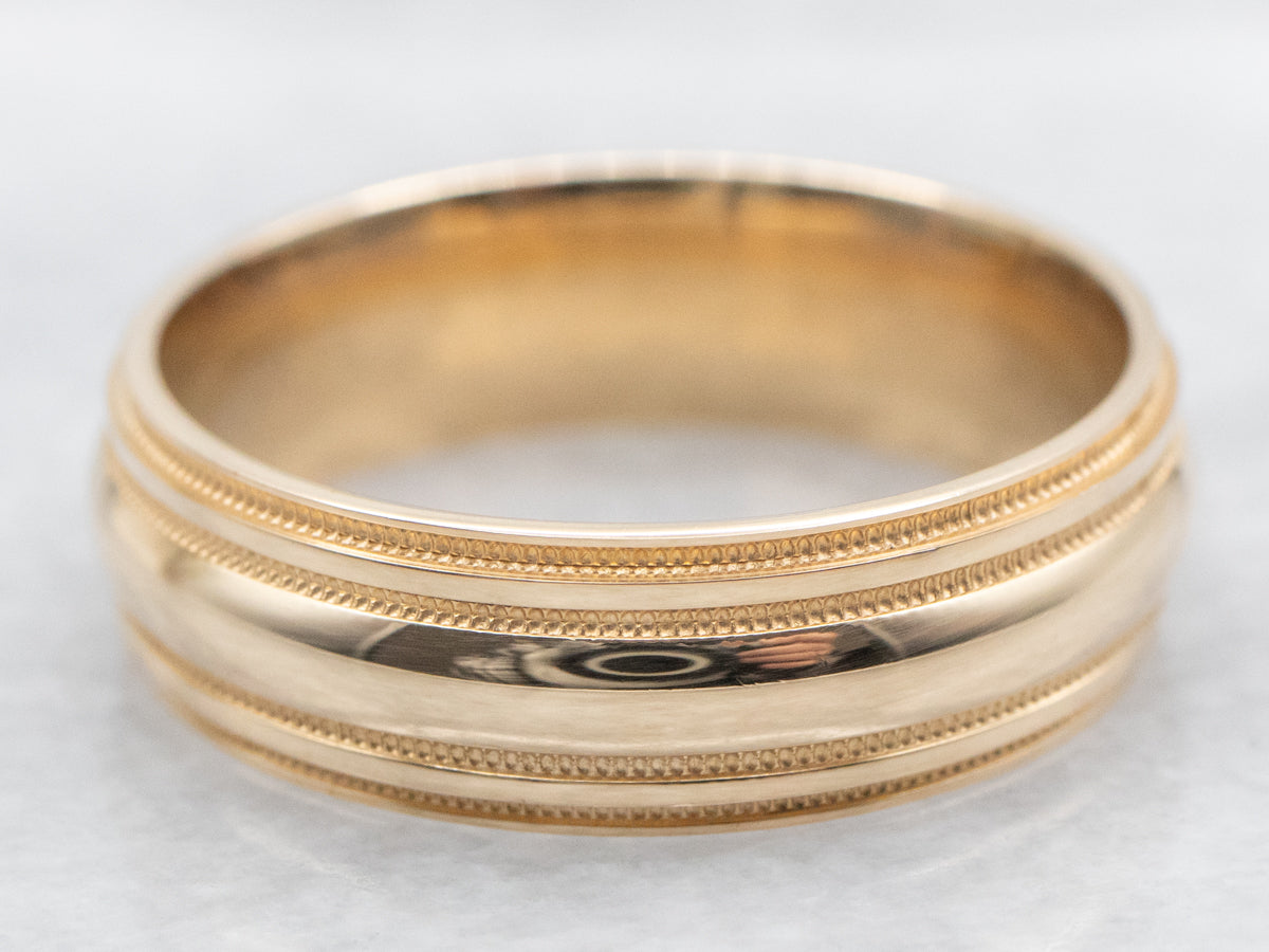 Double Milgrain Edge Wedding Band