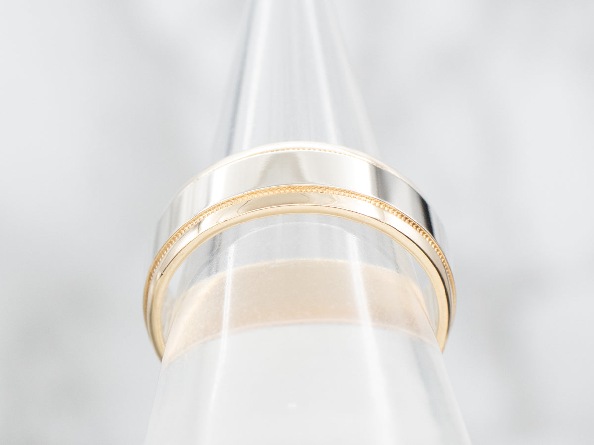 Two Tone Wedding Band with Milgrain Detail