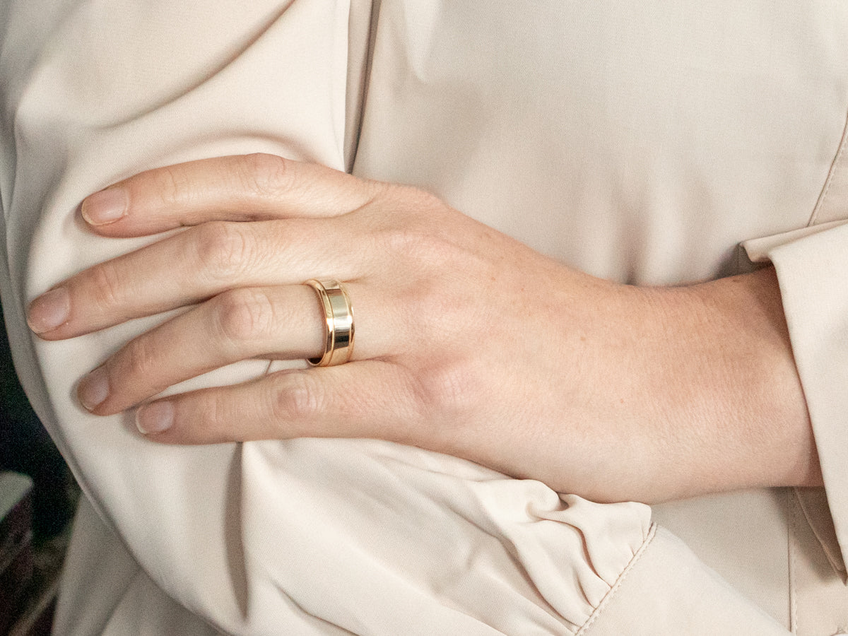 Two Tone Wedding Band with Milgrain Detail