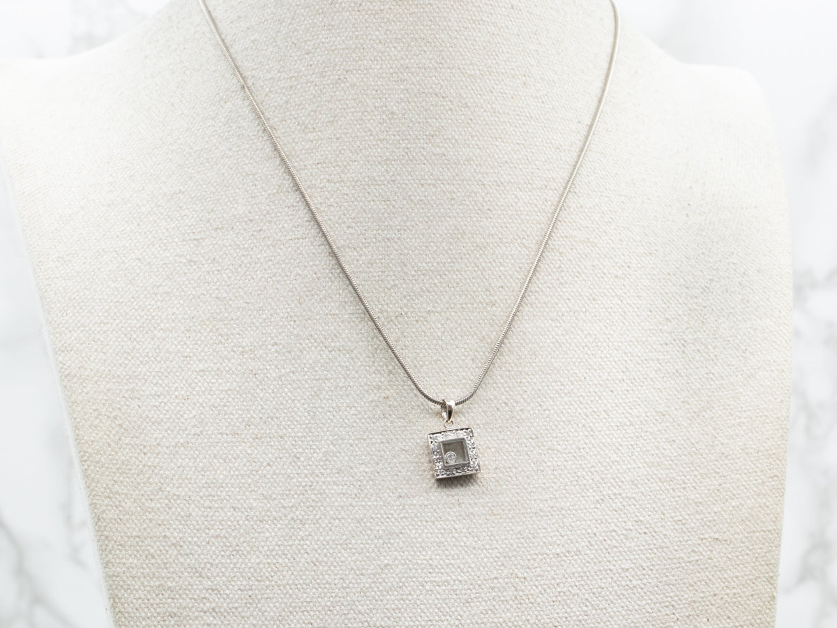 Square Diamond Pendant with Floating Diamond