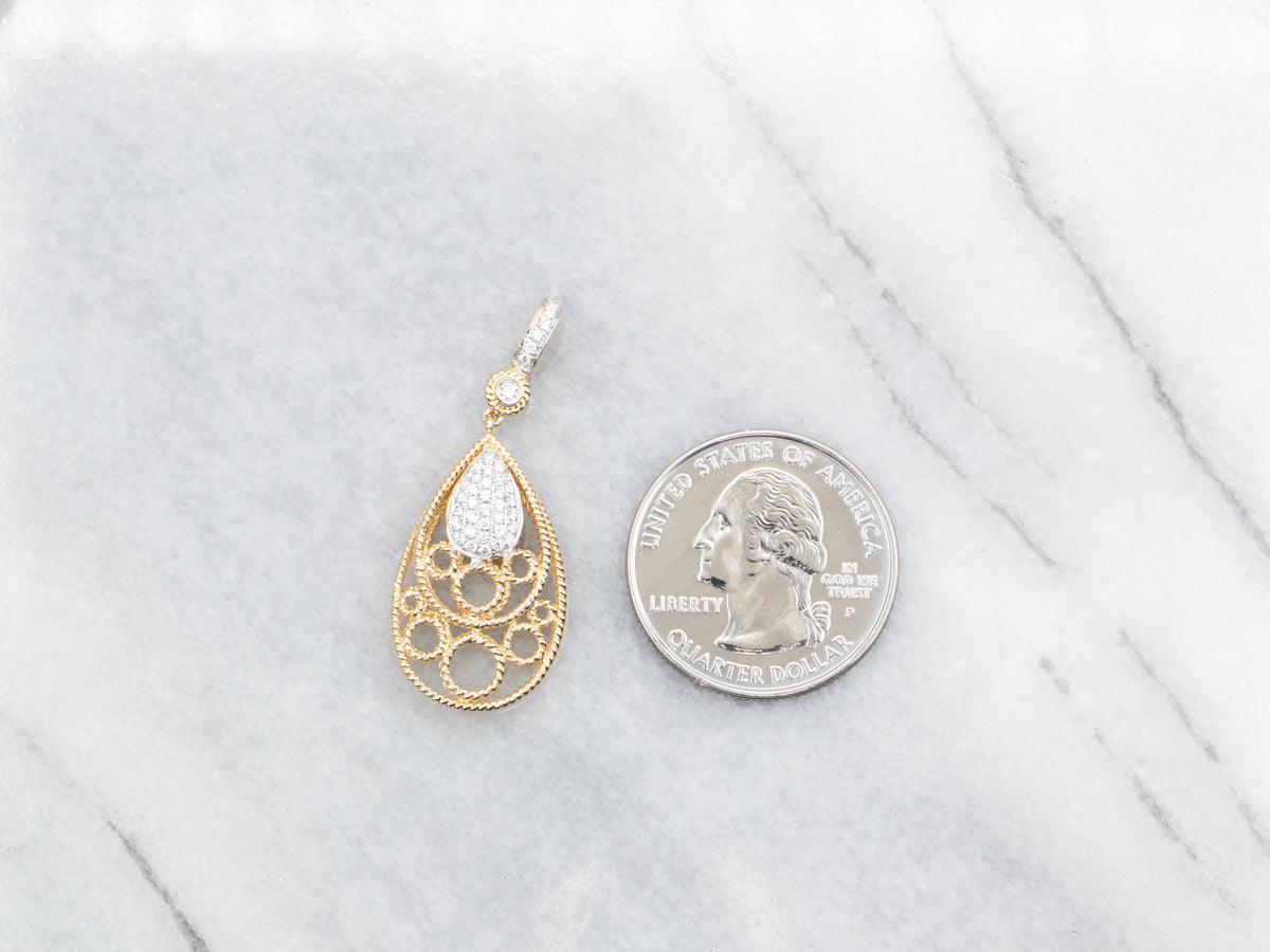 Two Tone Diamond Openwork Pendant
