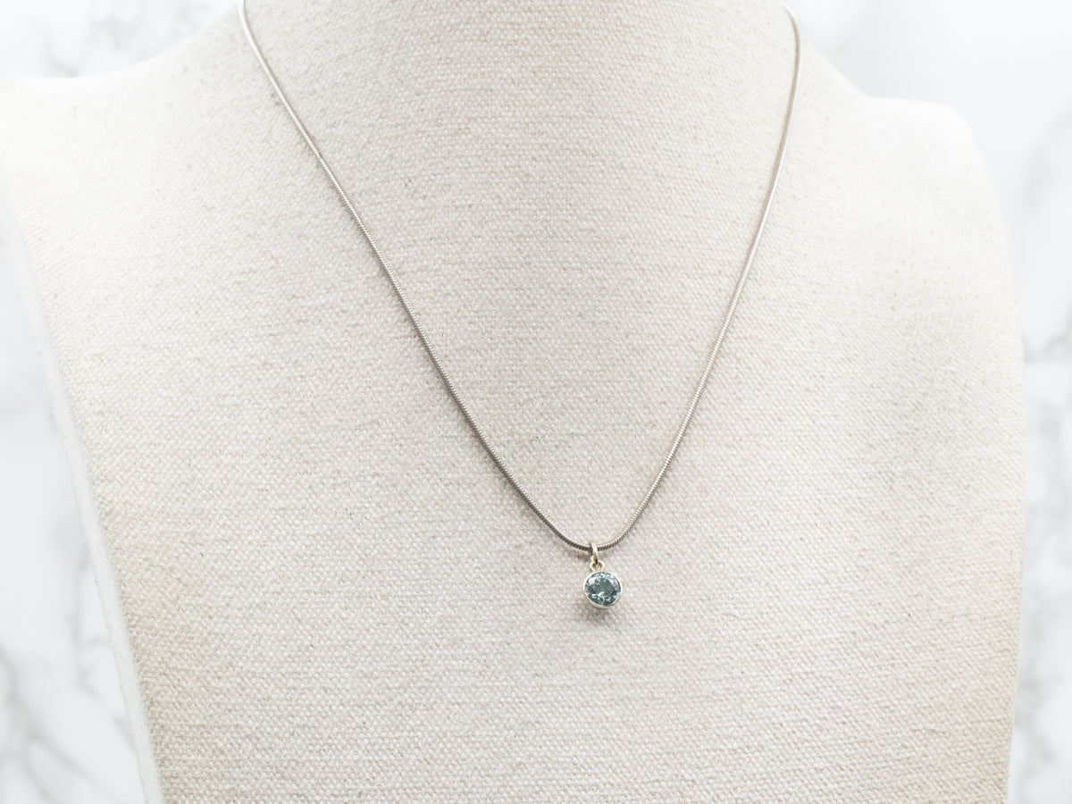 Bezel Set Aquamarine Solitaire Pendant