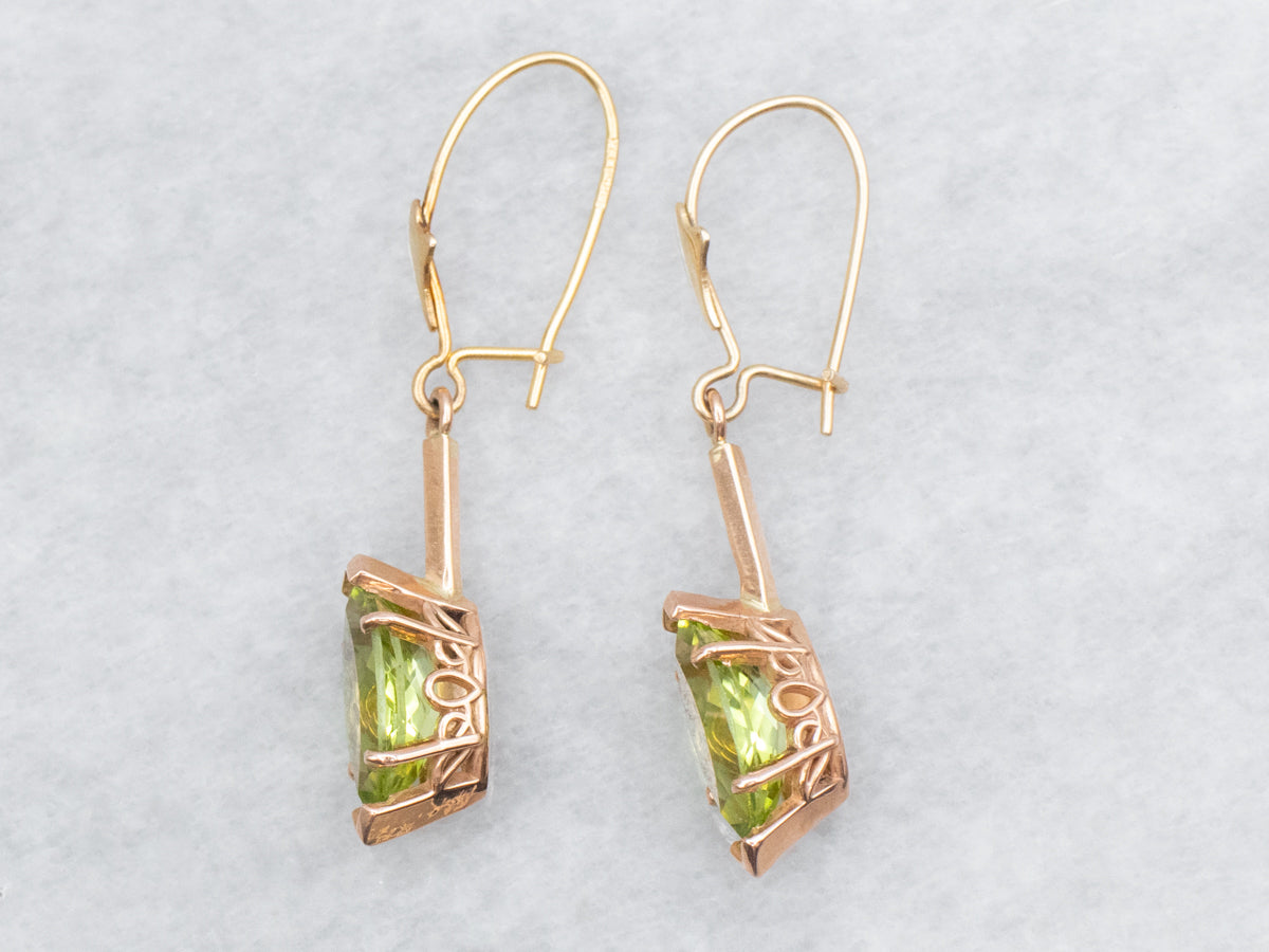 Marquise-Cut Peridot Drop Earrings