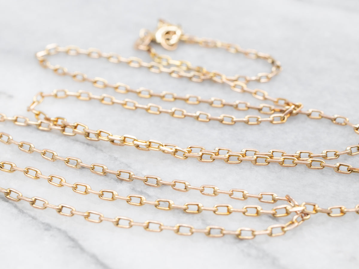 Long Gold Rectangle Link Chain