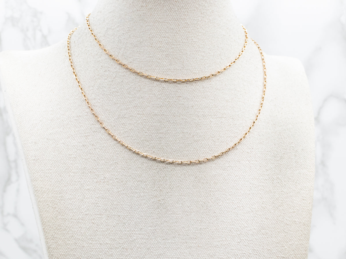 Long Gold Rectangle Link Chain