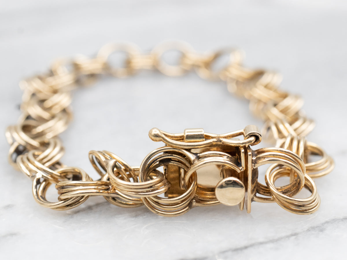 Yellow Gold Double Link Charm Bracelet