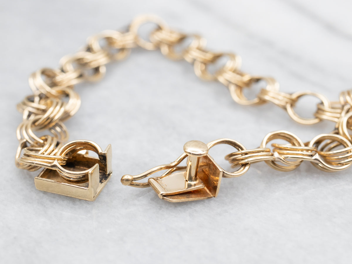 Yellow Gold Double Link Charm Bracelet