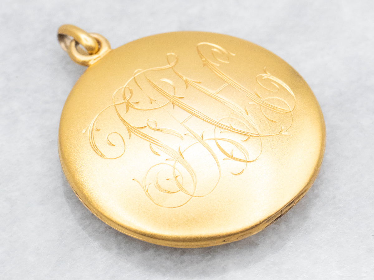 Victorian Bloomed Gold "FAH" Monogrammed Locket