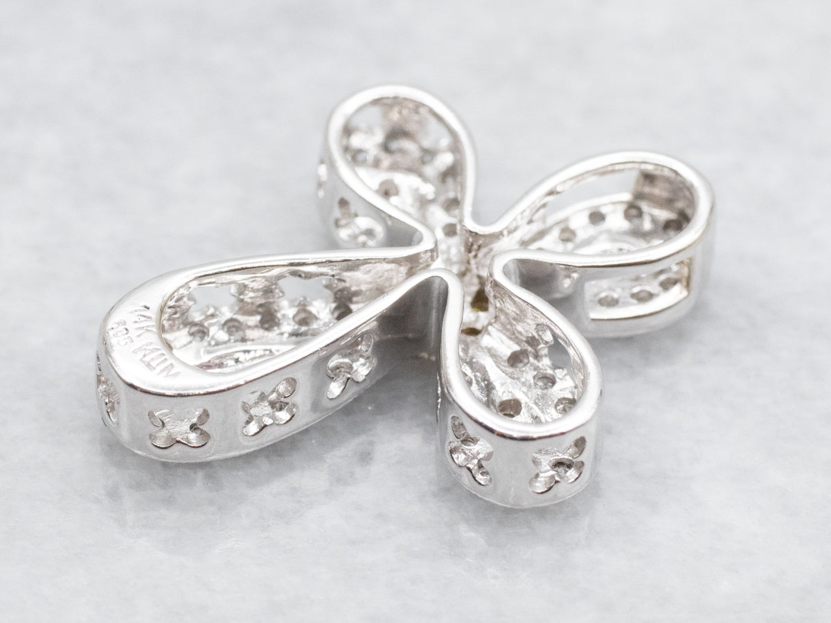 Two Tone White, Brown, and Yellow Diamond Rounded Cross Pendant