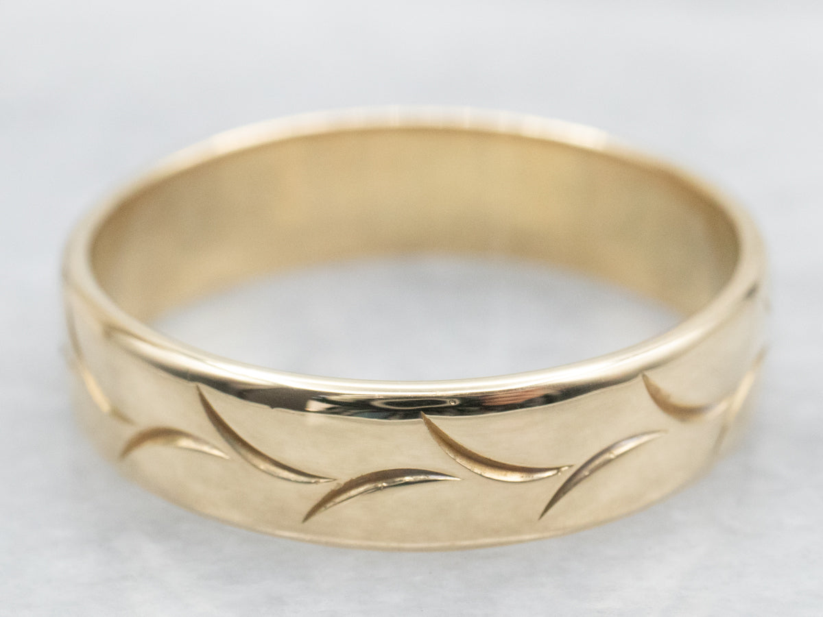 Men's Gold Wheat Pattern Wedding Band