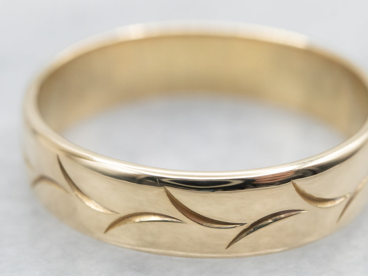 Men's Gold Wheat Pattern Wedding Band