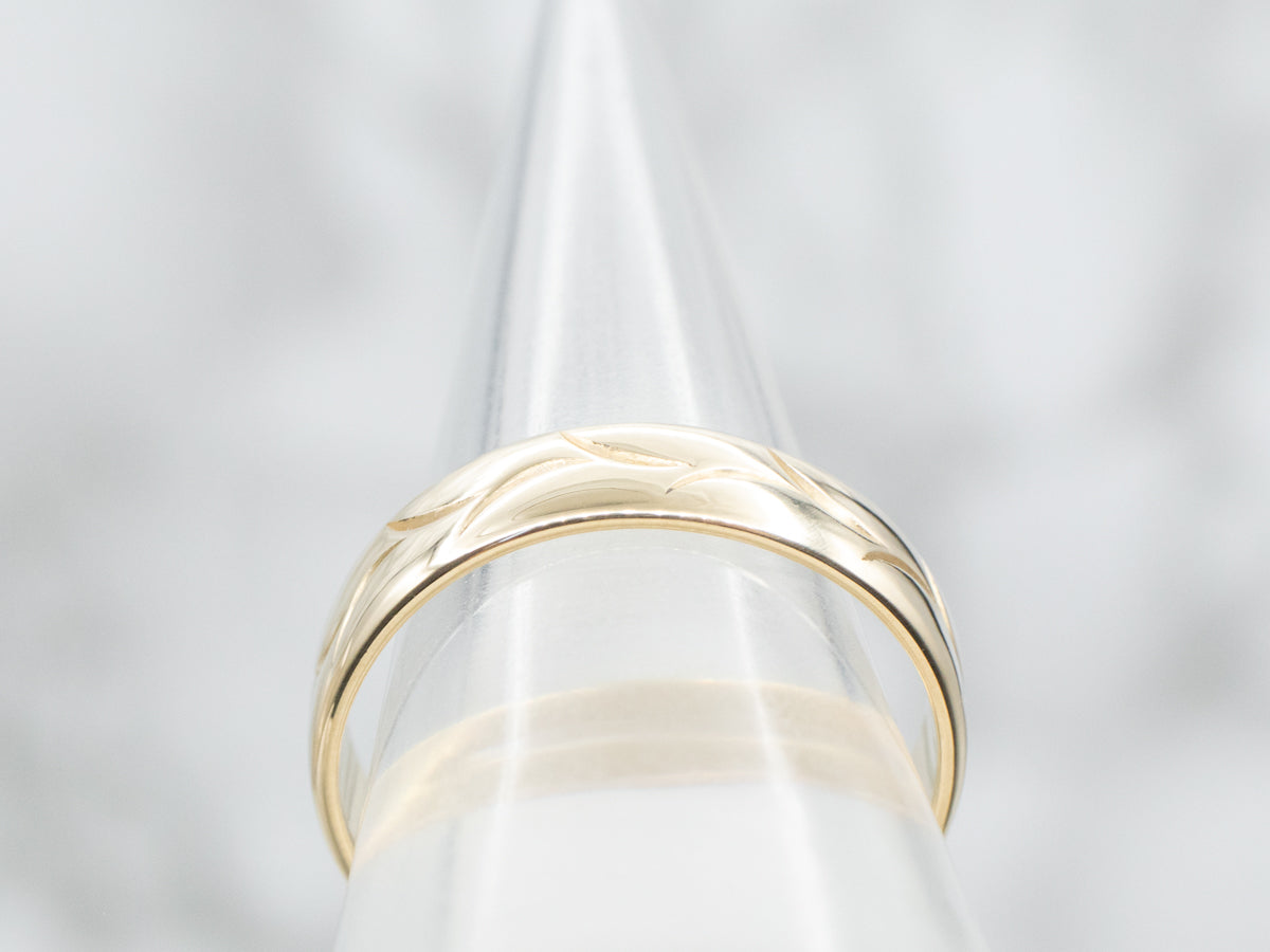 Men's Gold Wheat Pattern Wedding Band