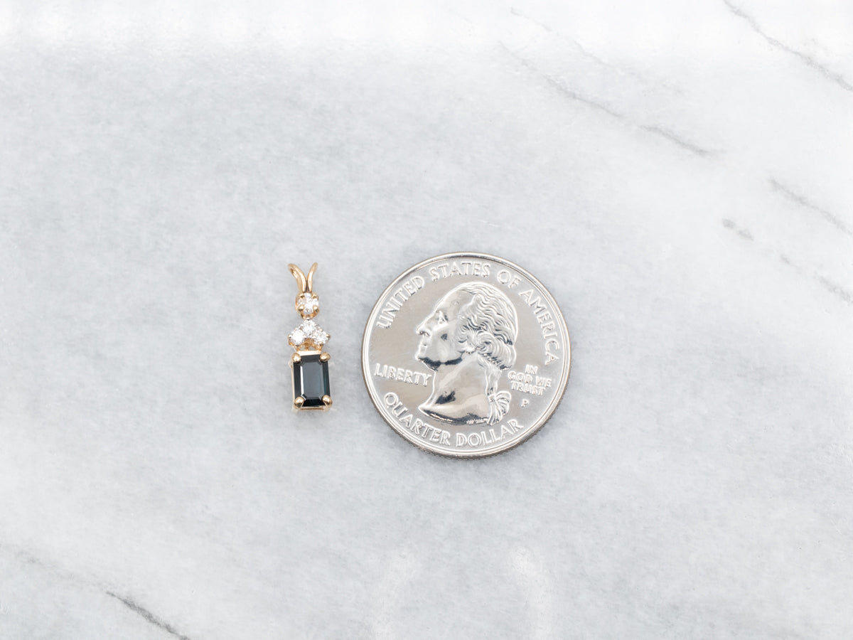 Sleek Sapphire and Diamond Pendant