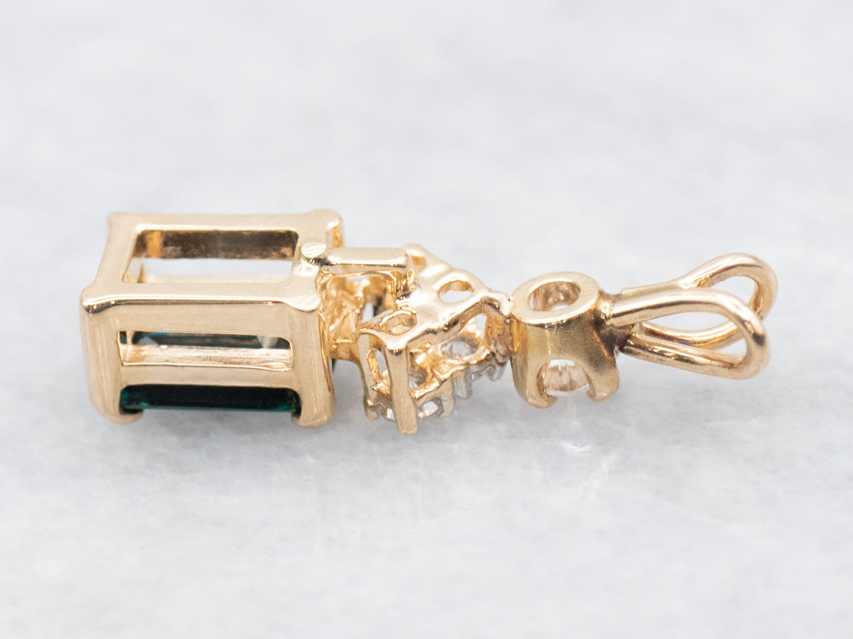 Sleek Sapphire and Diamond Pendant