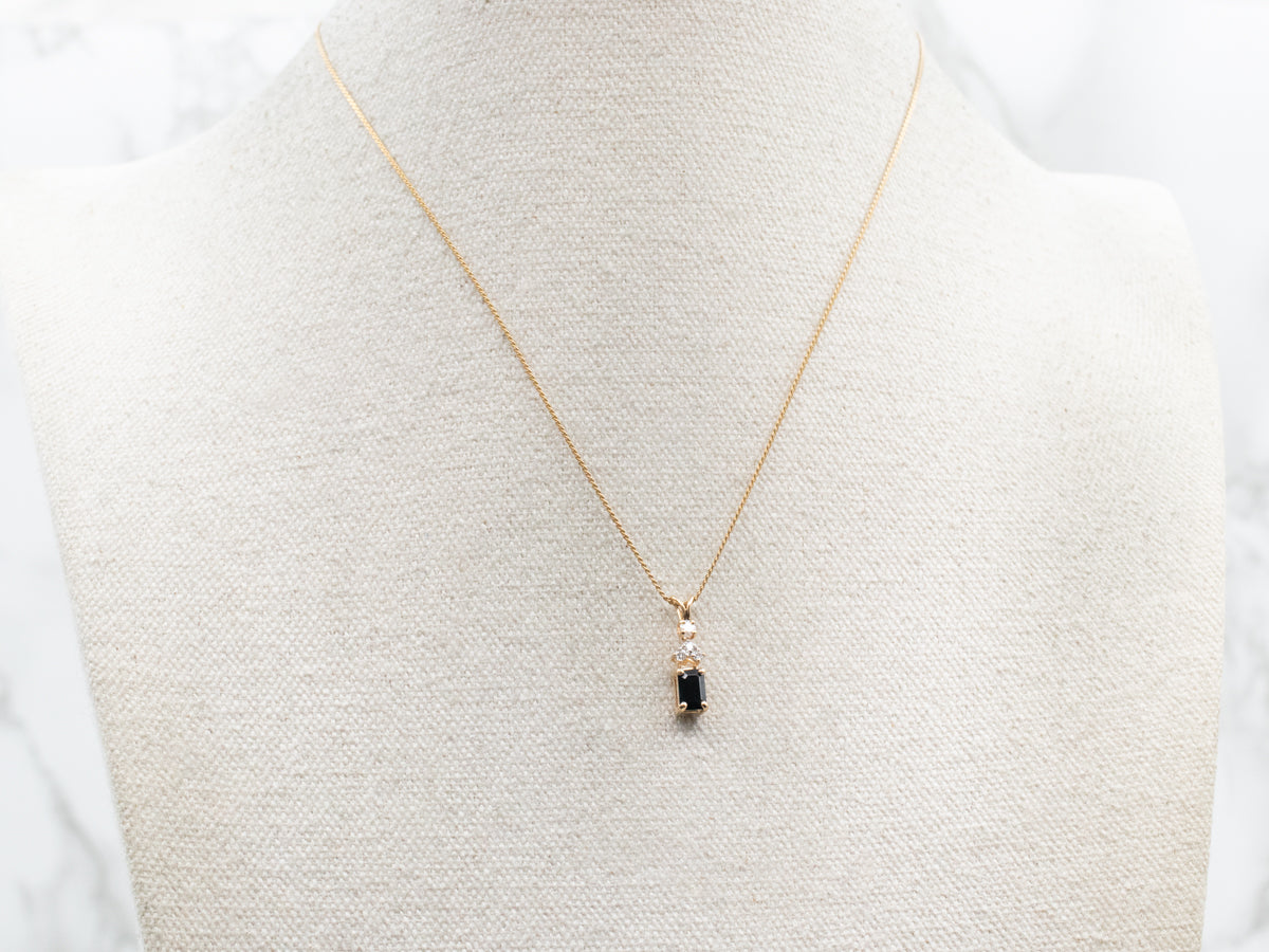 Sleek Sapphire and Diamond Pendant