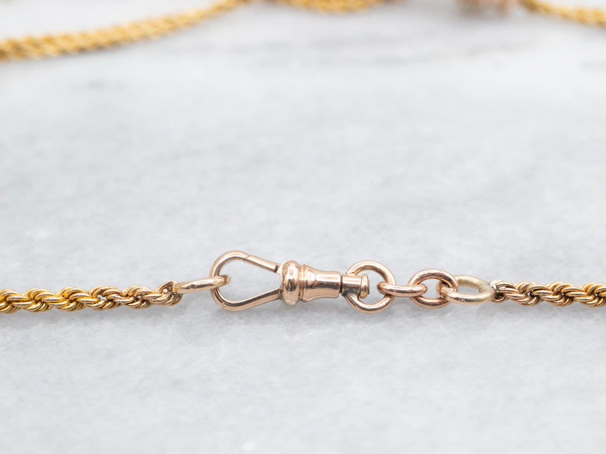 Victorian Rope Twist Necklace with Beads and Tassel