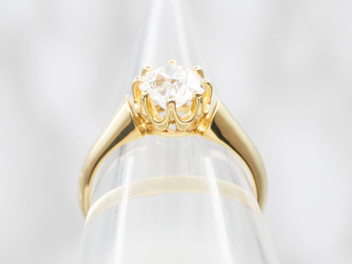 Stunning Gold GIA Certified European Cut Diamond Engagement Ring