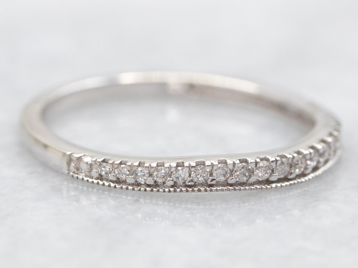 Thin White Gold Diamond Wedding Band