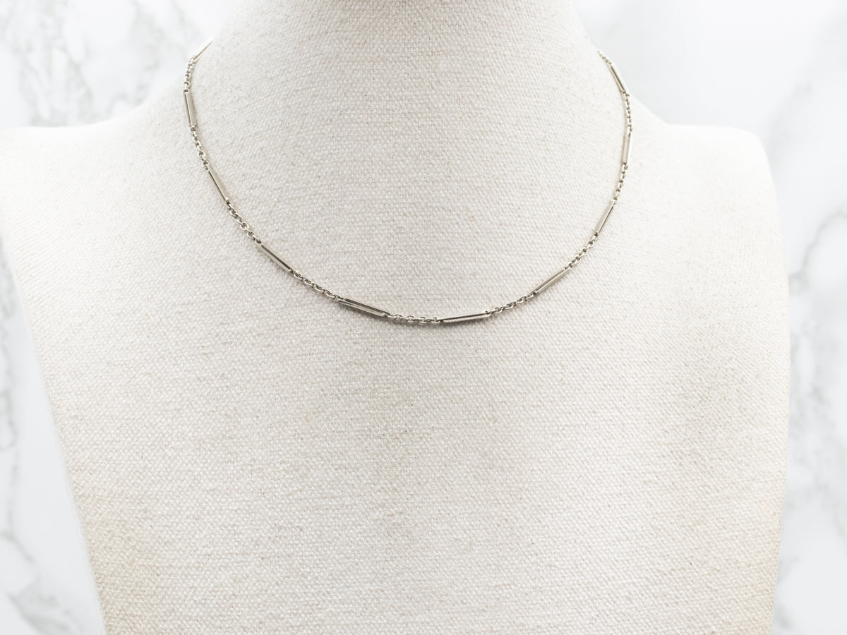 Bar Link Pocket Watch Chain with Spring Ring and Dog Clip