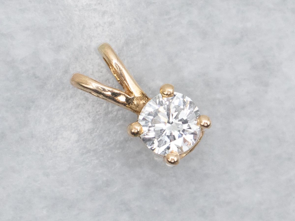 Brilliant Diamond Solitaire Pendant in Polished Gold