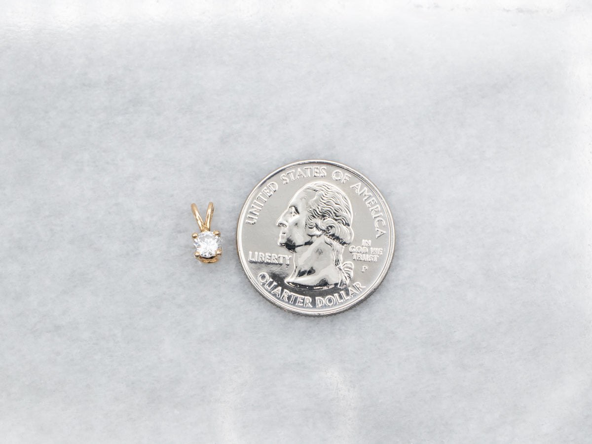 Brilliant Diamond Solitaire Pendant in Polished Gold