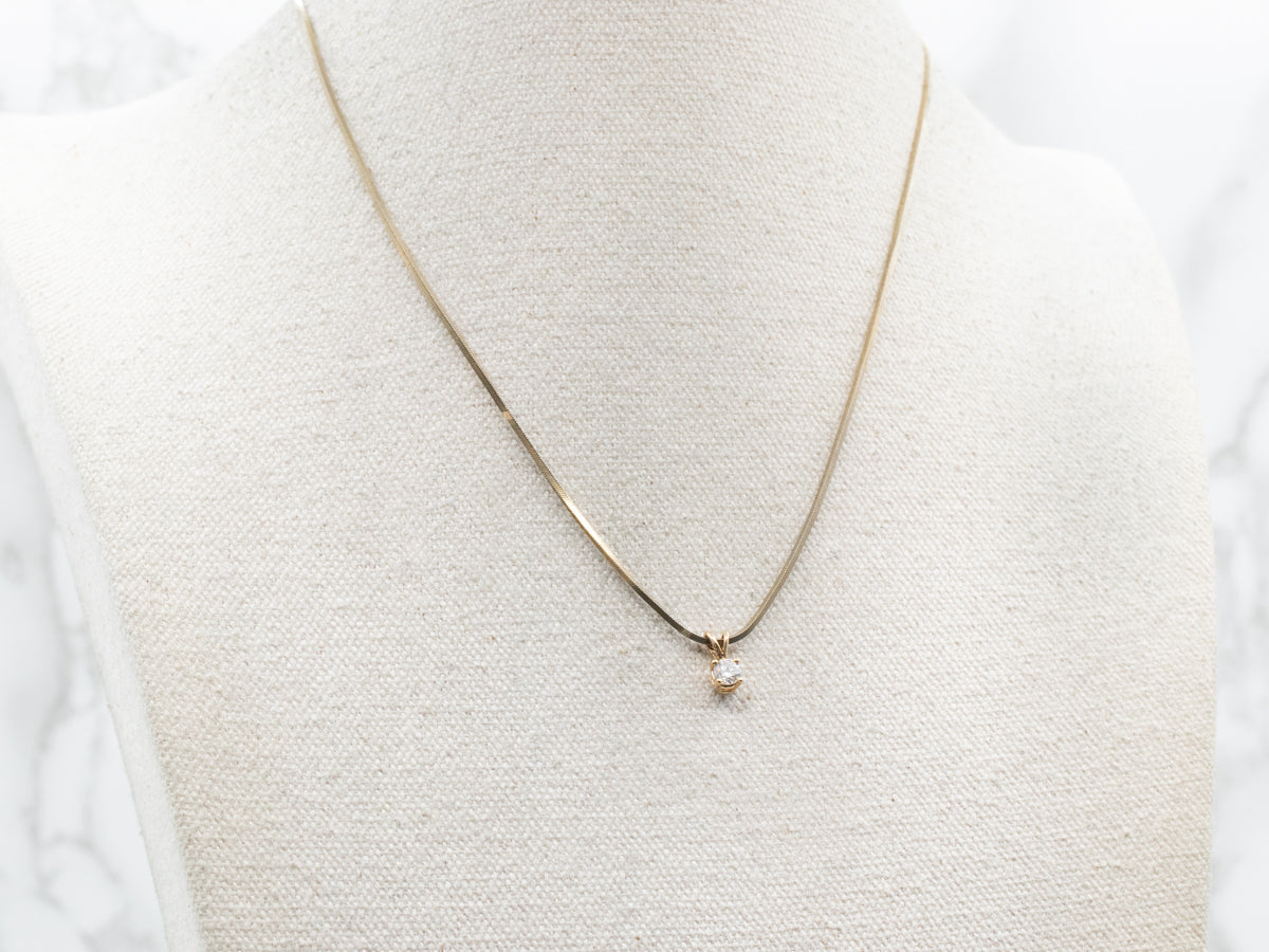 Brilliant Diamond Solitaire Pendant in Polished Gold