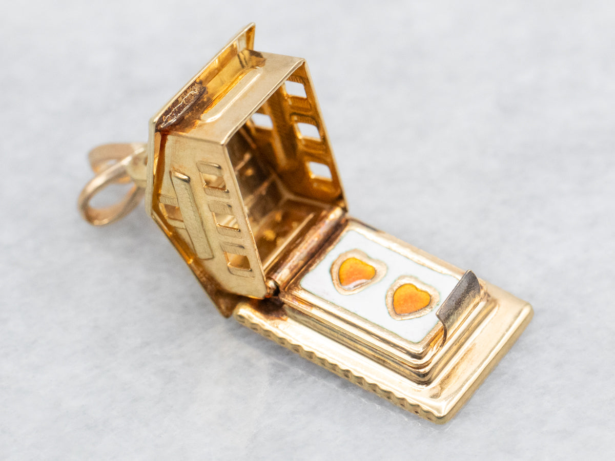 House Charm with Enamel Hearts Inside