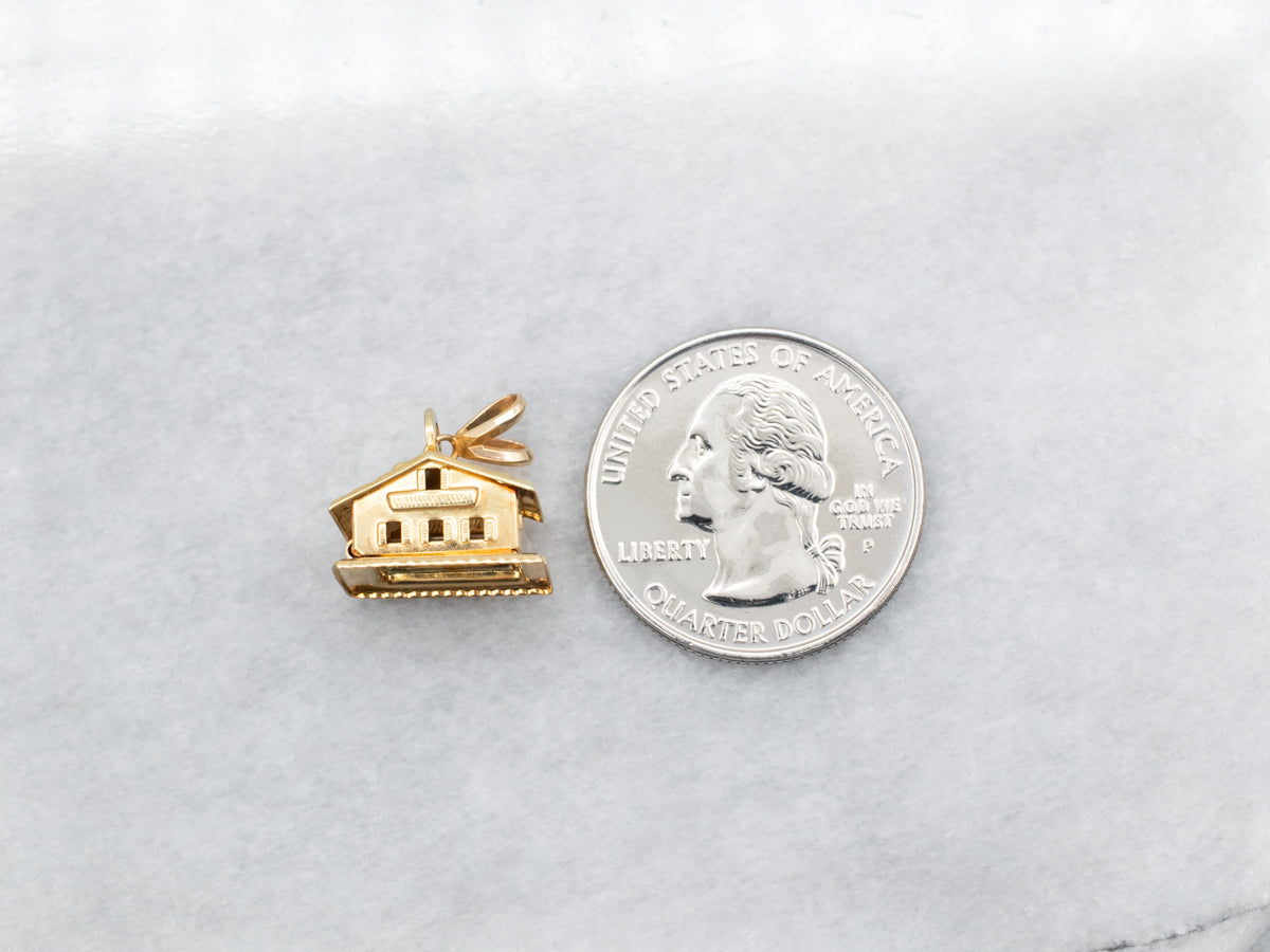 House Charm with Enamel Hearts Inside