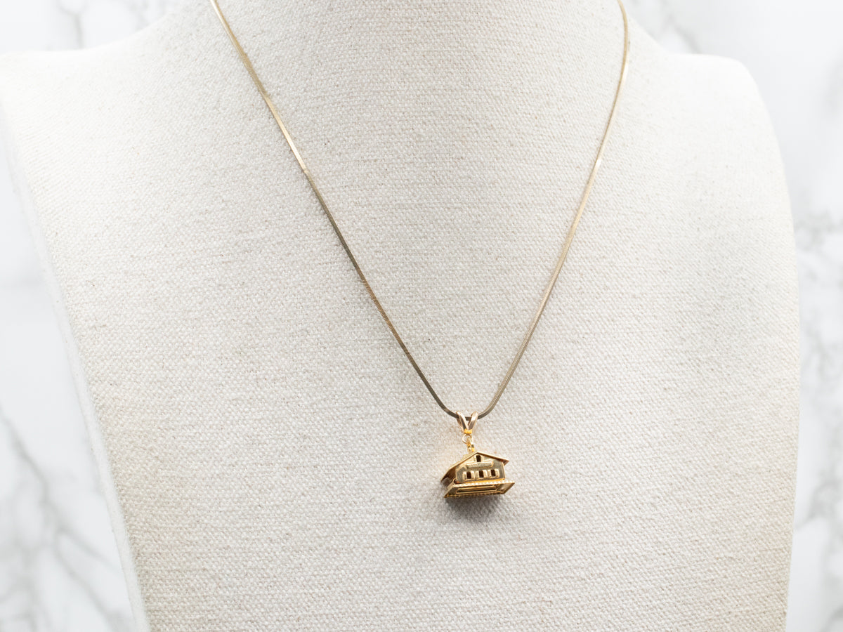 House Charm with Enamel Hearts Inside