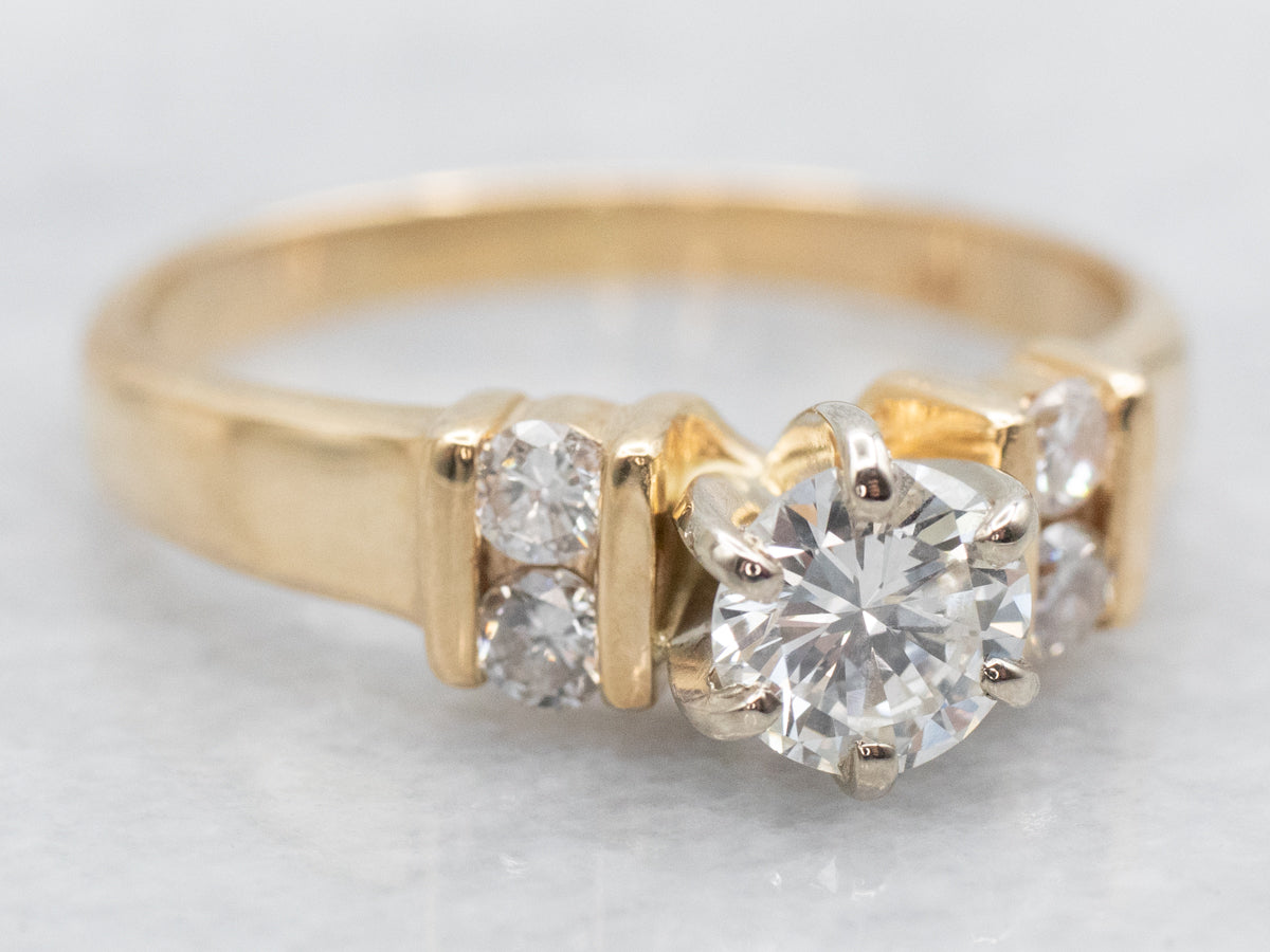 Modern Bar Set Diamond Engagement Ring