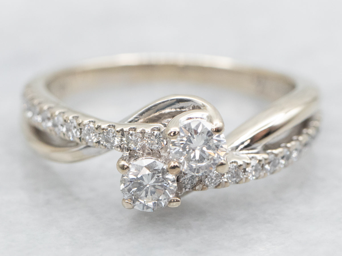 Modern Diamond Toi et Moi Bypass Ring