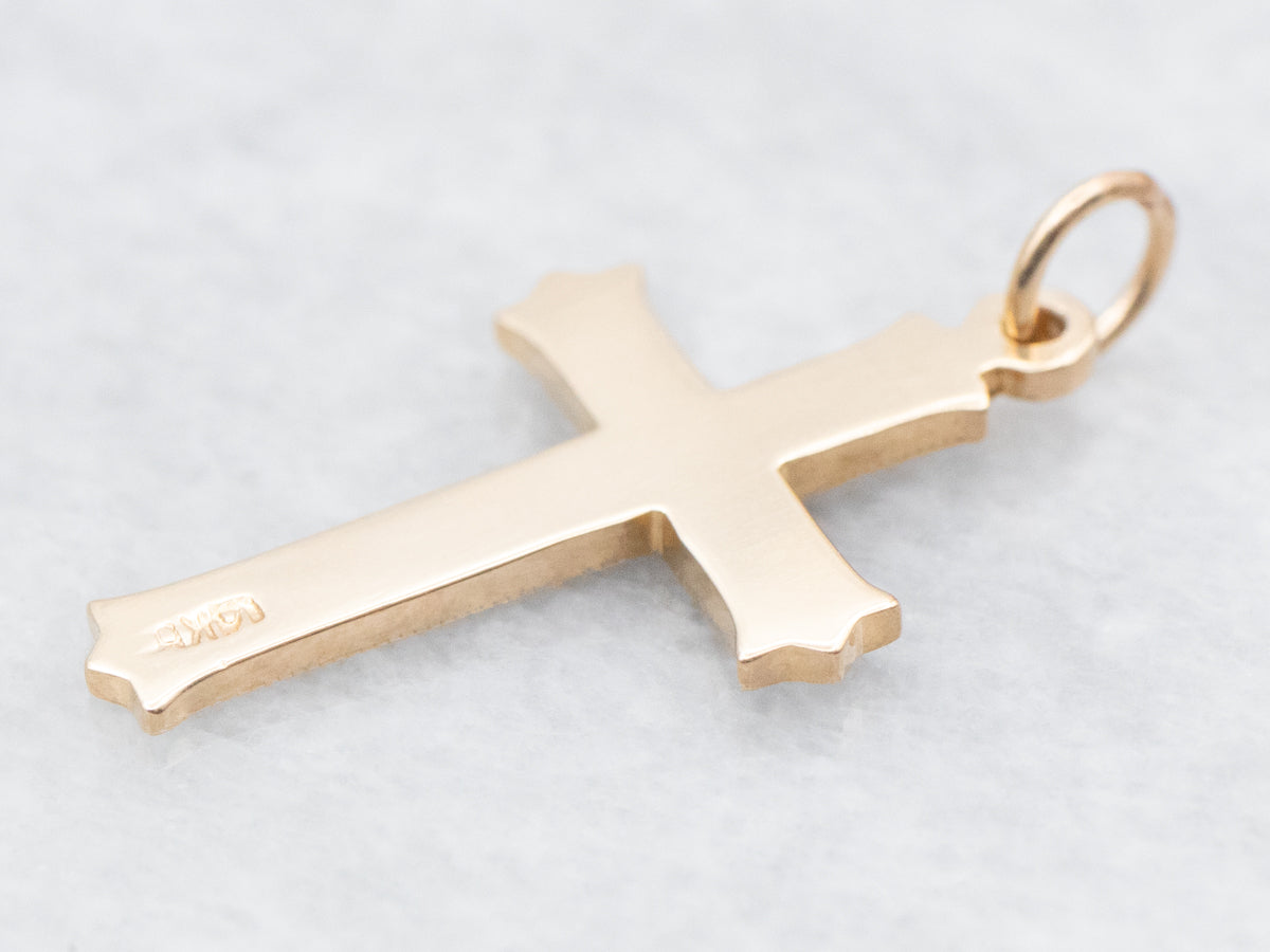 Black Enamel Floral Vintage Cross Pendant