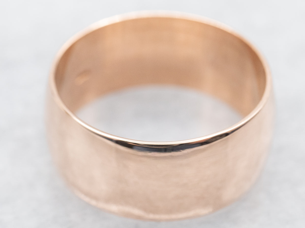 Wide Antique Rose Gold Wedding Band