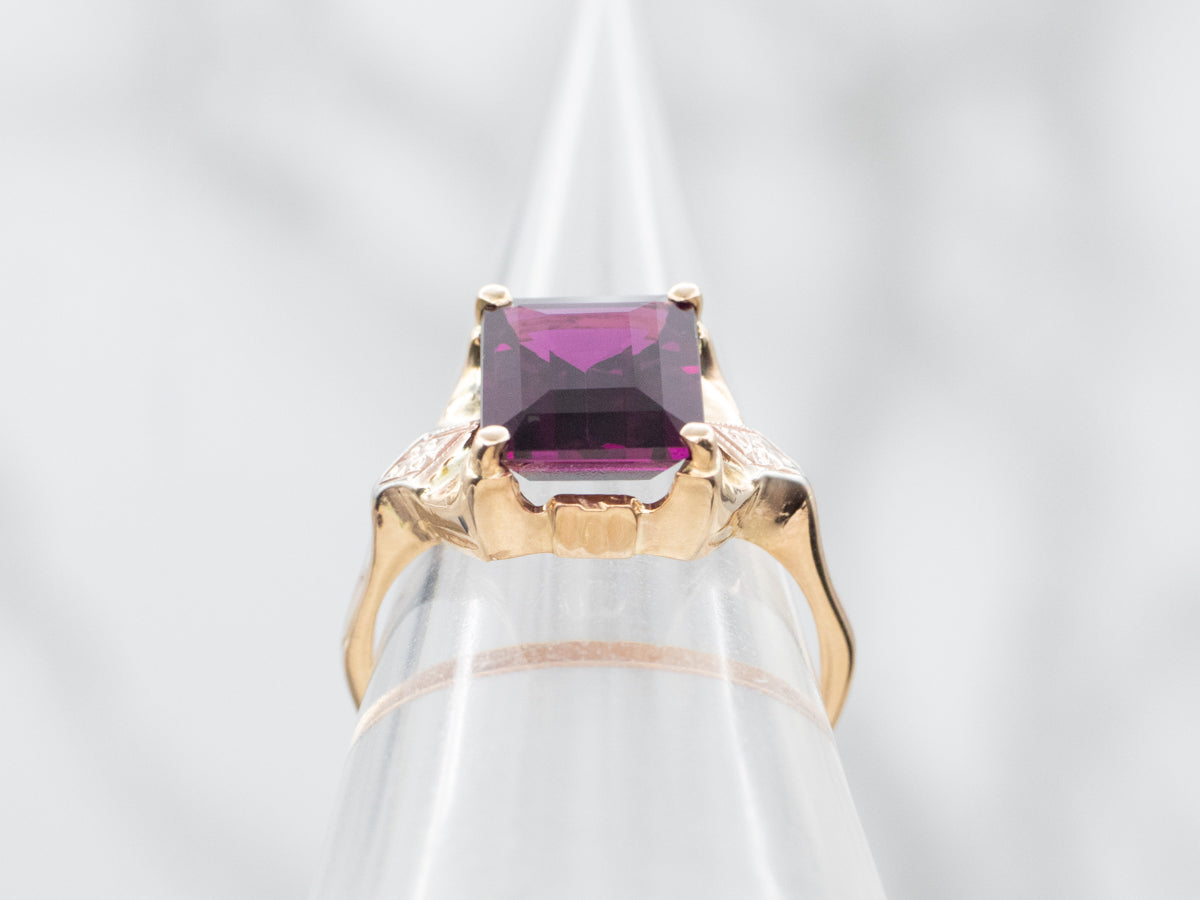 Retro Rhodolite Garnet Solitaire Ring