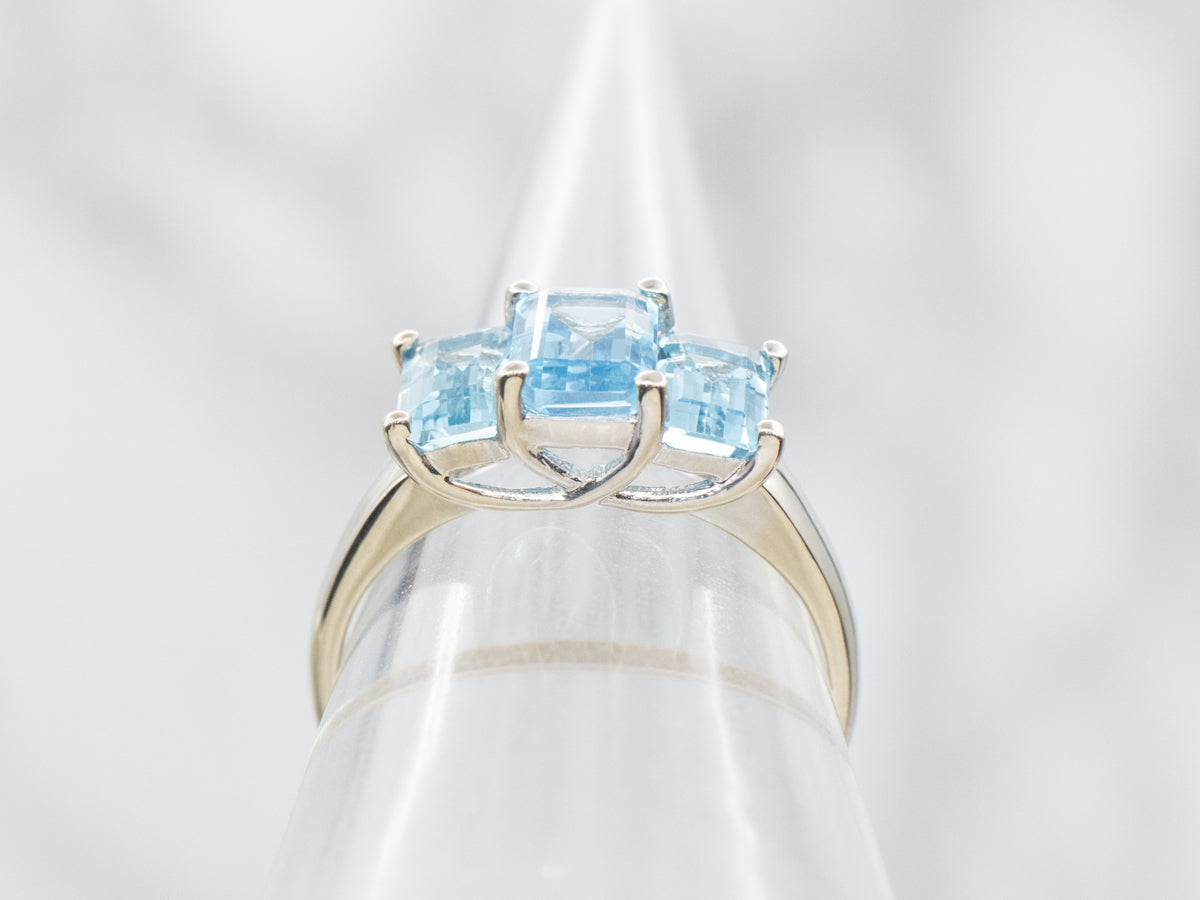 Three Stone Blue Topaz Ring