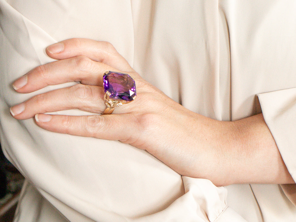 Stunning Oversized Amethyst Statement Ring