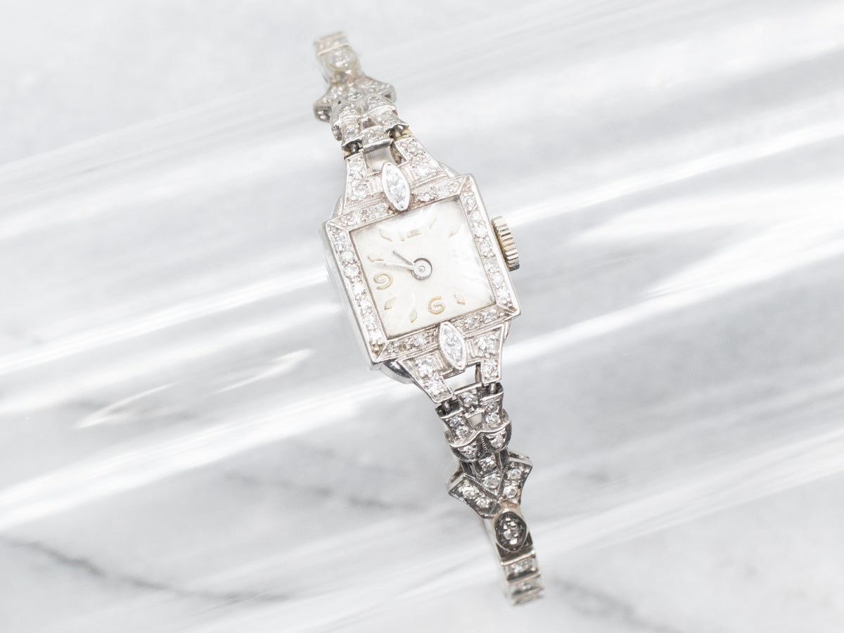 Vintage Lean & Jones Diamond and Platinum Ladies Watch Vintage Lean & Jones Diamond and Platinum Ladies Watch