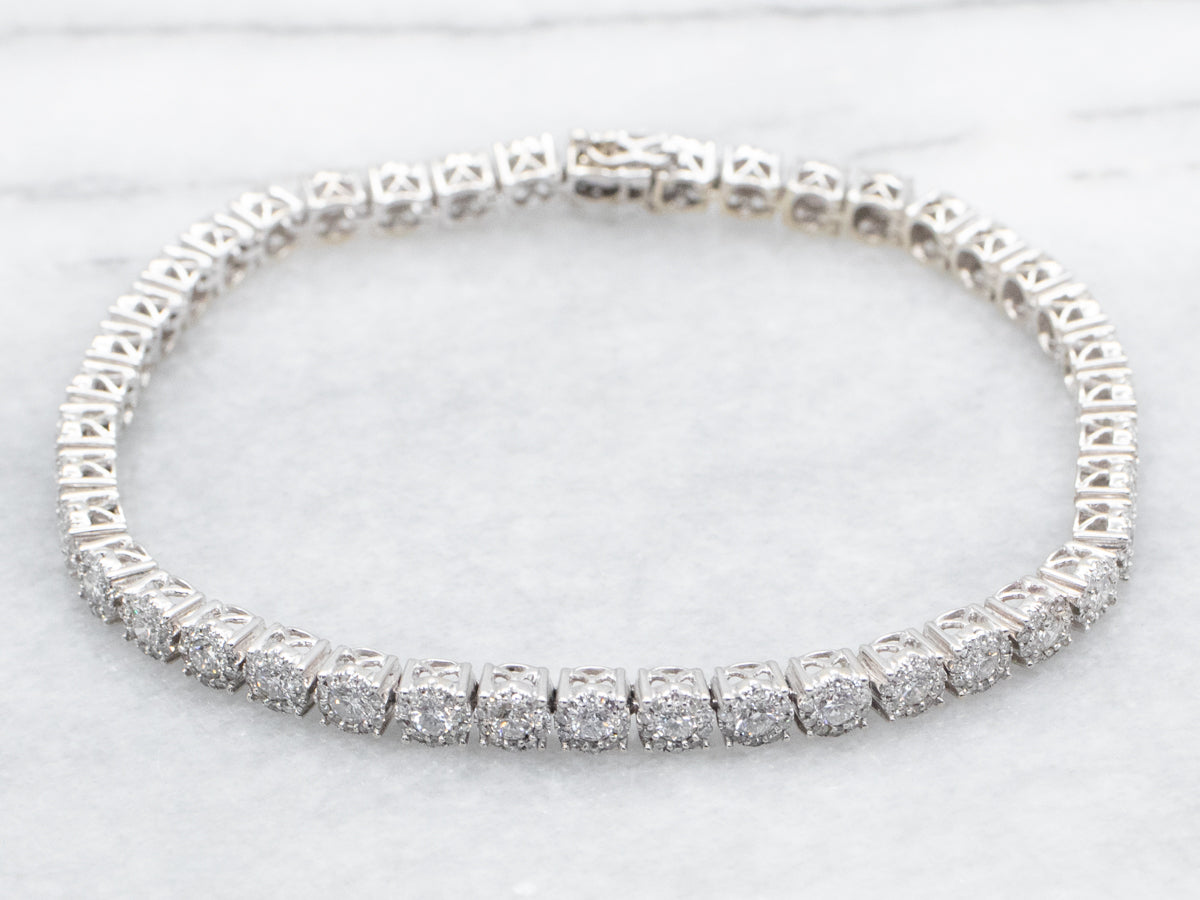 Diamond Cluster Link Tennis Bracelet