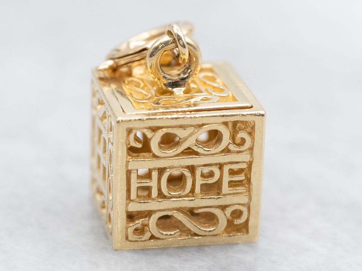 Vintage Gold Filigree Hope Box Charm