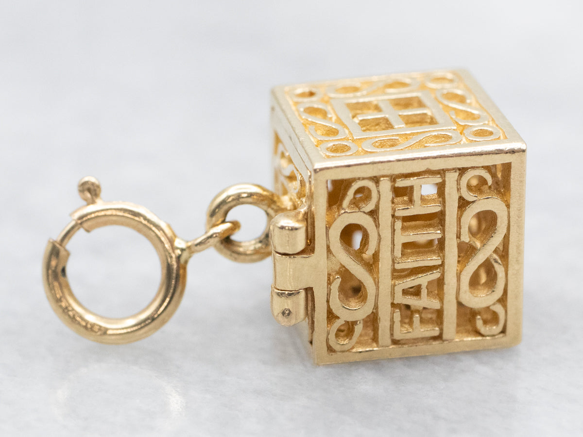 Vintage Gold Filigree Hope Box Charm