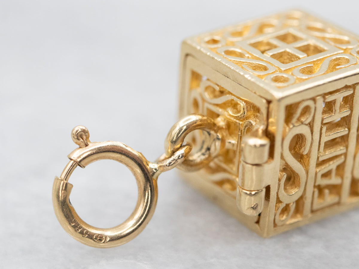 Vintage Gold Filigree Hope Box Charm