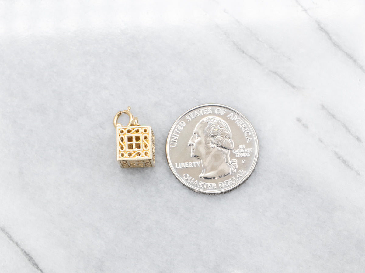 Vintage Gold Filigree Hope Box Charm