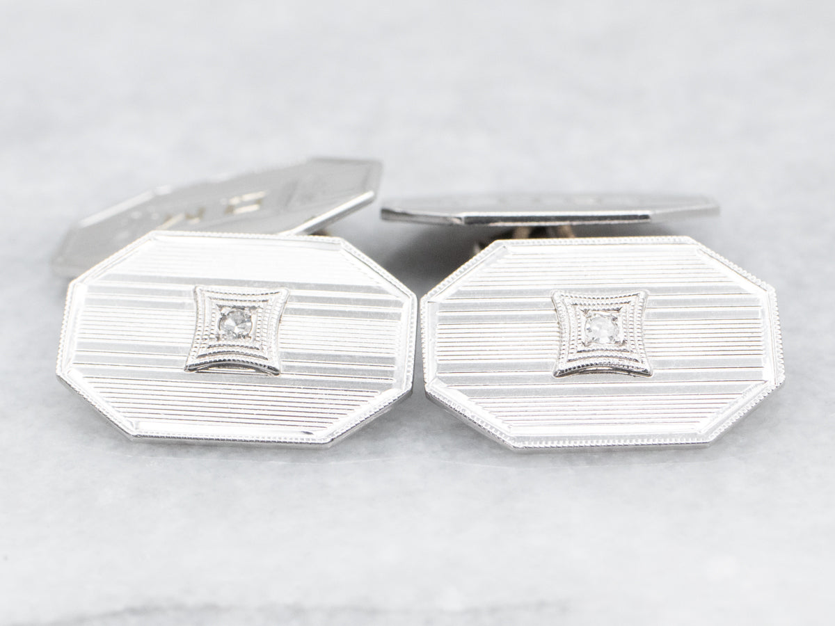 Art Deco "D.M" Monogrammed Diamond Cufflinks