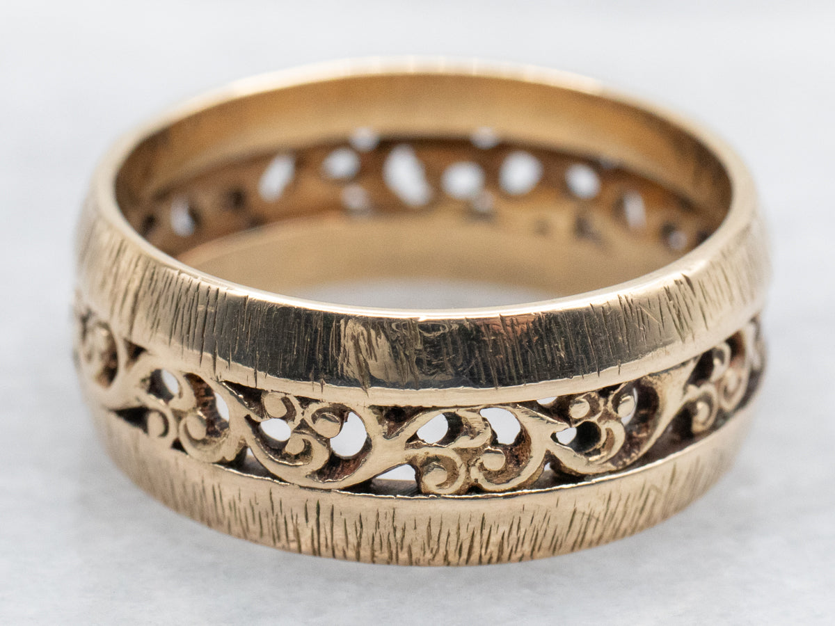 Scrolling Open Work Wedding Band