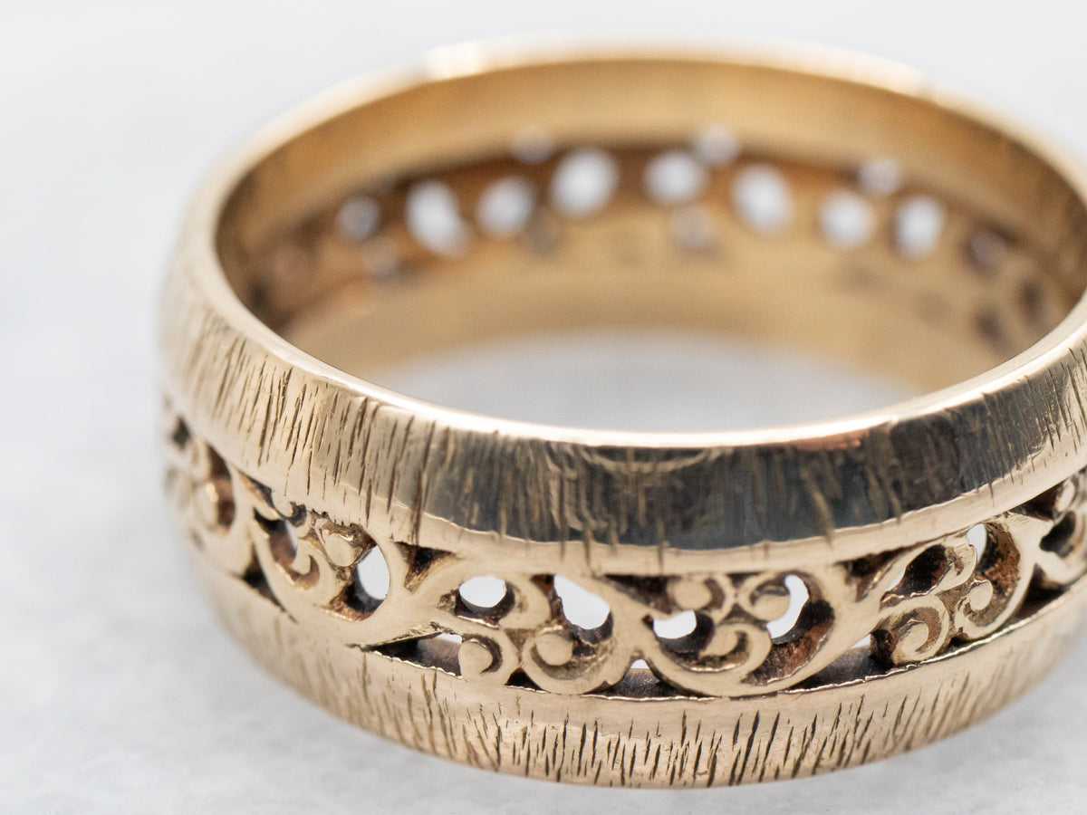 Scrolling Open Work Wedding Band
